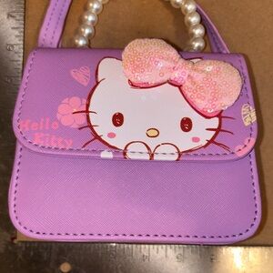 Hello Kitty Purple and Pink Pearl-Handle Mini Purse